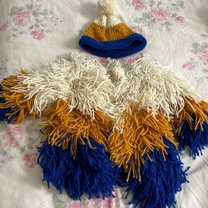 Baby girl fringed hat and sweater set